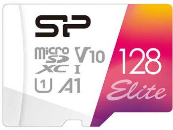 MicroSD  128GB  Silicon Power Class 10  Elite UHS-I U1 A1 (R/W 100 Mb/s) + SD адаптер