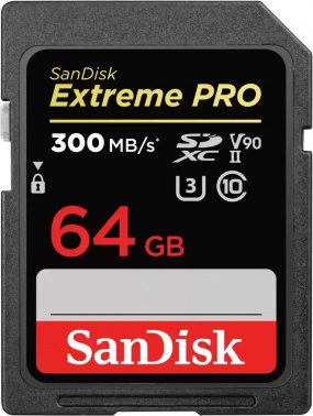 SDXC  64GB  SanDisk Class 10 Extreme Pro UHS-II, U3, V90 (300 Mb/s)
