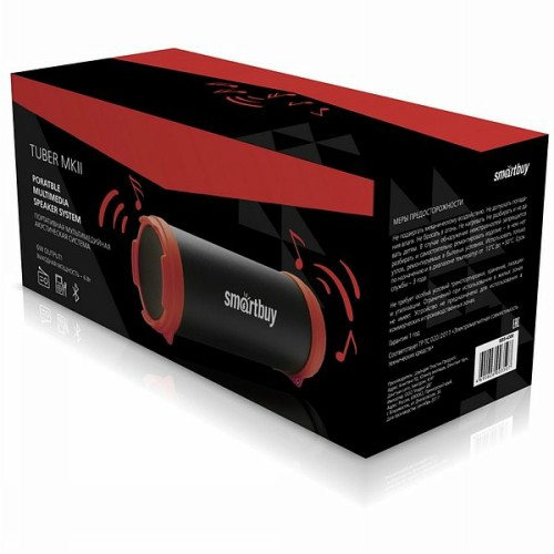 Компактная портативная колонка Smartbuy TUBER MKII, Bluetooth, MP3-плеер, FM-радио, черный/красный (