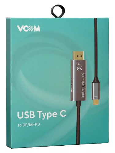 Кабель-адаптер USB Type-Cm --> DP1.4v (m) 8K@60Hz, PD 100W,1.8m , Alum Shell,VCOM <CU480MCPD-1.8M> (