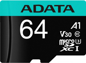 Флеш карта microSDHC 64Gb Class10 A-Data AUSDX64GUI3V30SA2-RA1 + adapter
