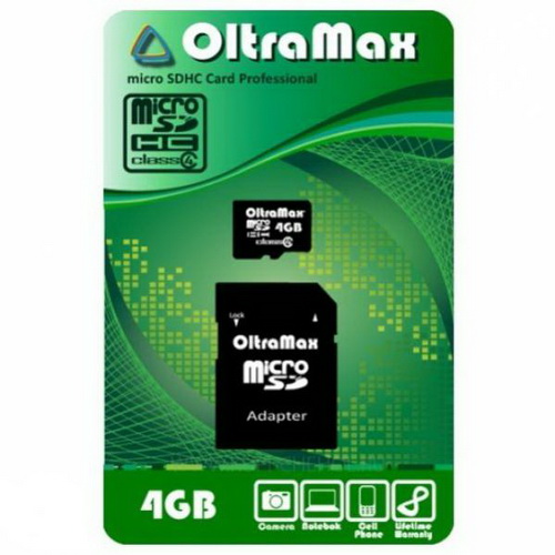 MicroSD  4GB  OltraMax Class 10 + SD адаптер