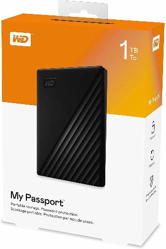 Внешний HDD  WD  1 TB  My Passport чёрный, 2.5", USB 3.0