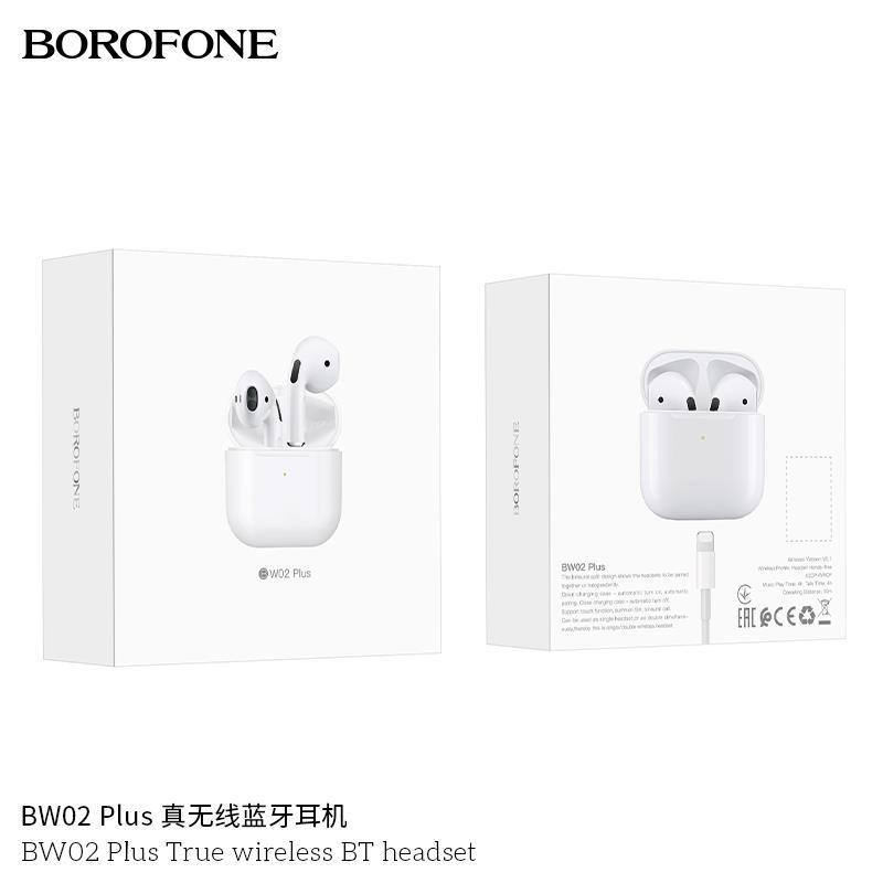 Наушники внутриканальные Borofone BW02, Plus, пластик, bluetooth 5.1, микрофон, цвет: белый (1/22/13