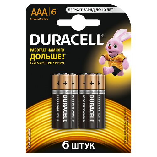 Элемент питания DURACELL  LR03  BL6 BASIC  (6/60/33840)