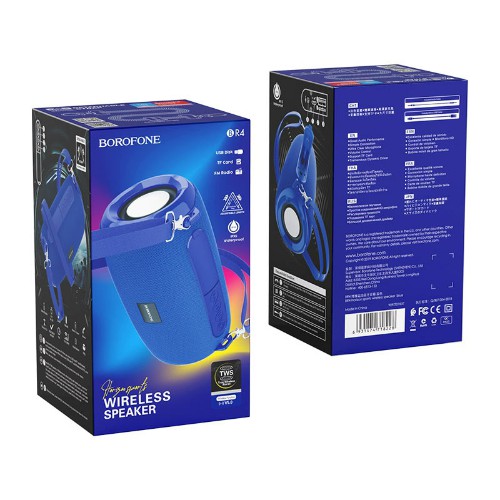 Колонка портативная Borofone BR4, Horizon, пластик, Bluetooth, USB, microSD, AUX, цвет: синий (1/50)