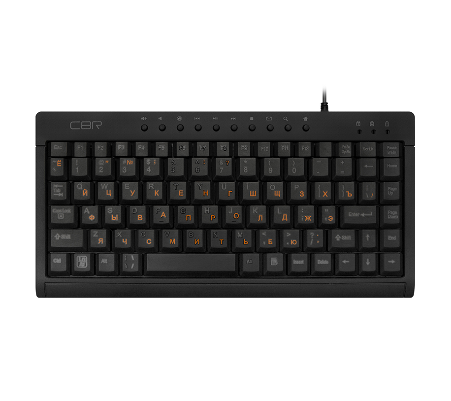 Клавиатура проводная CBR KB 175 Black USB, 88 стандартных кл. + 3 доп., мини, черная (1/20)