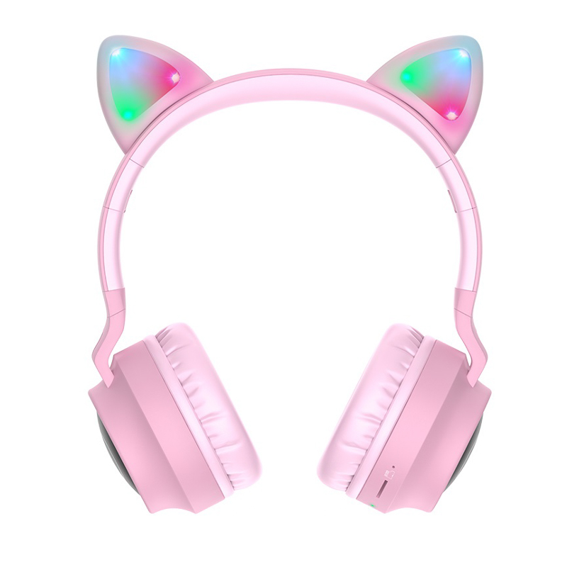 Наушники полноразмерные HOCO W27 Cat Ear, bluetooth, цвет: розовый (1/30)