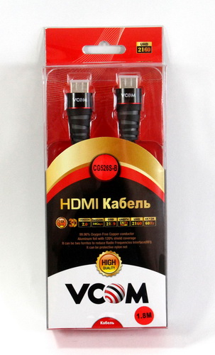 Кабель HDMI 19M/M ver. 2.0 черные коннекторы, 1.8m VCOM <CG526S-B-1.8M> Blister (1/40)