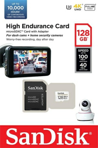 MicroSD  128GB  SanDisk Class 10 High Endurance Video Monitoring Card UHS-I U3 V30 (100 Mb/s) + SD а