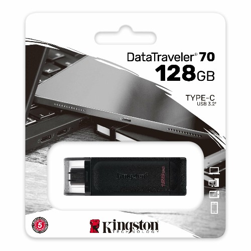 USB 3.0  128GB  Kingston  DataTraveler 70  (Type C)  чёрный
