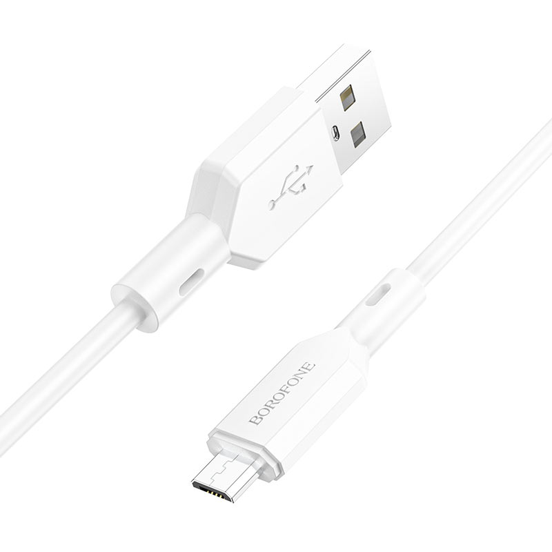 Кабель USB - микро USB Borofone BX70 Shengda, 1.0м, круглый, 2.4A, силикон, цвет: белый (1/63/378)