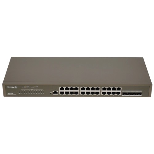 Коммутатор TENDA TEG5328F уровня 3, управляемый гигабитный,24*10/100/1000 Base-T Ethernet ports,4*10