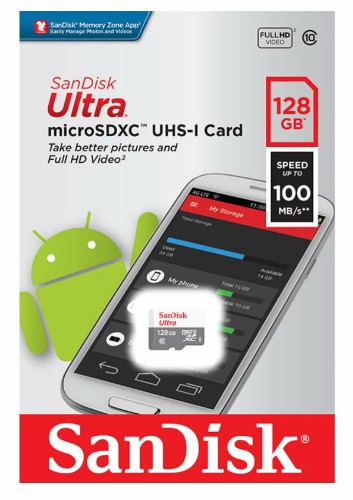 MicroSD  128GB  SanDisk Class 10 Ultra Light UHS-I  (100 Mb/s) без адаптера