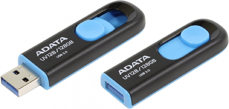 USB 3.0  128GB  A-Data  UV128  чёрный/синий