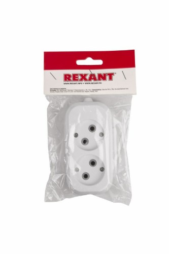 Колодка розеточная 2 гнезда без заземления REXANT (1/50)