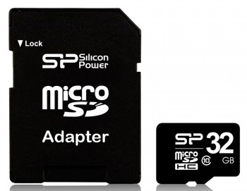 MicroSD  32GB  Silicon Power Class 10 + SD адаптер