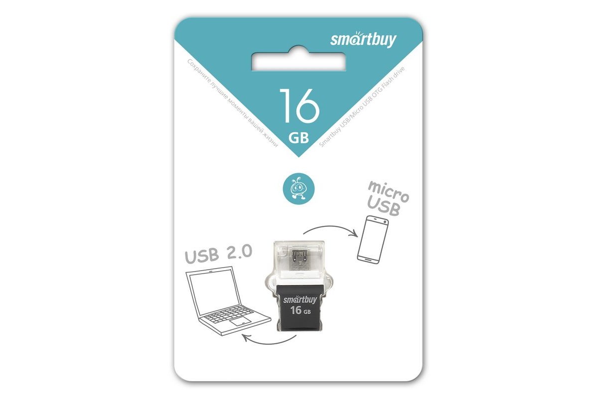 USB  16GB  Smart Buy  Poko  OTG  чёрный