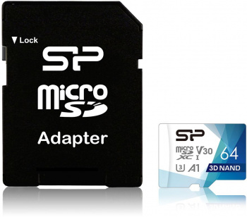 MicroSD  64GB  Silicon Power Class 10  Superior Pro Colorful + SD адаптер