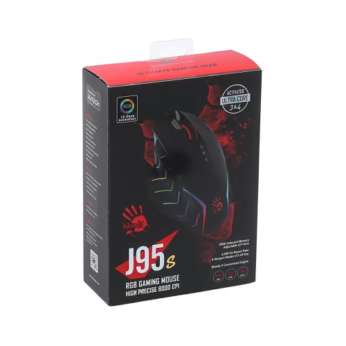 Мышь проводная игровая A4TECH Bloody J95s (8000dpi) USB (9but),черный (1/40)