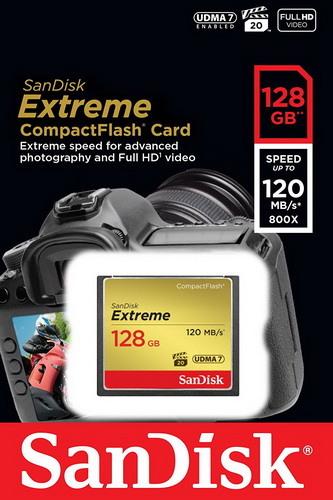 CF  SanDisk  Extreme 128GB  (120/85 MB/s)