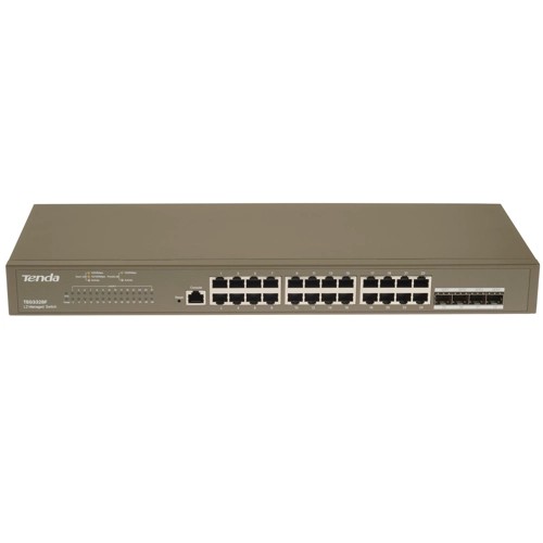 Коммутатор TENDA TEG3328F, управляемый уровня 2, 4*1000 Base-X, SFP ports, 1*Console port, 24*10/100