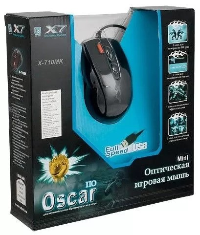 Мышь проводная игровая A4TECH X-710MK оптическая (2000dpi) USB (6but), черный