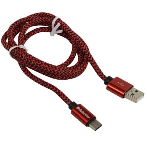 Кабель DEFENDER USB08-03T PRO USB2.0, красный, AM-MicroBM, 1m, 2.1A (1/100)