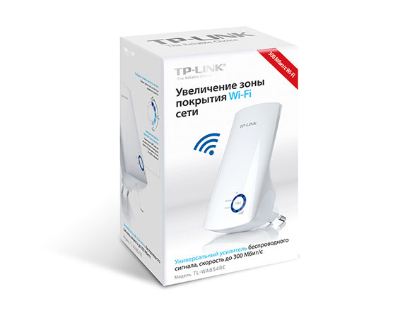 WIFI усилитель сигнала TP-LINK TL-WA854RE, беспровод. сигнала, стандарт 802.11n, частота 2.4 ГГц (1/