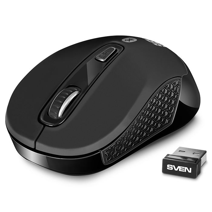 Мышь беспроводная SVEN RX-575SW чёрная (бесш. кл., Bluetooth, 2,4 GHz, 3+1кл. 800-1600DPI, блист.) (