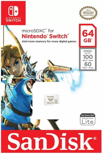 MicroSD  64GB  SanDisk Class 10 Nintendo Cobranded V30 A1 UHS-I U3 (100/60 Mb/s) без адаптера