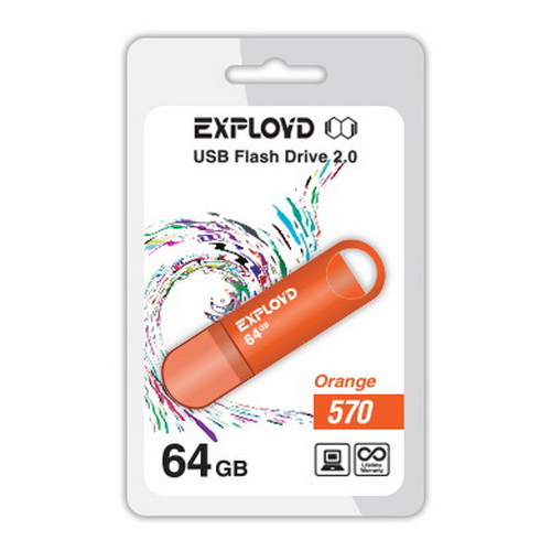 USB  64GB  Exployd  570  оранжевый