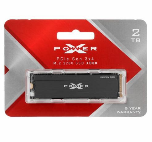 Внутренний SSD  Silicon Power 2TB  XD80, PCIe 3x4, R/W - 3400/3000 MB/s, (M.2), 2280, TLC 3D NAND