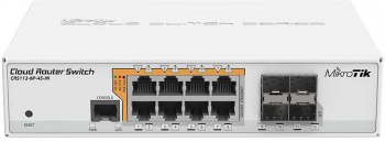 Коммутатор MIKROTIK  CRS112-8P-4S-IN 8G 4SFP 8PoE+ управляемый  (1/10)