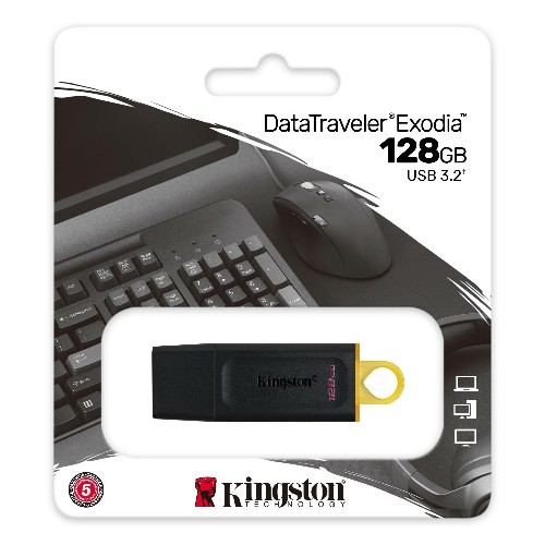 USB 3.2  128GB  Kingston  DataTraveler Exodia  чёрный/жёлтый