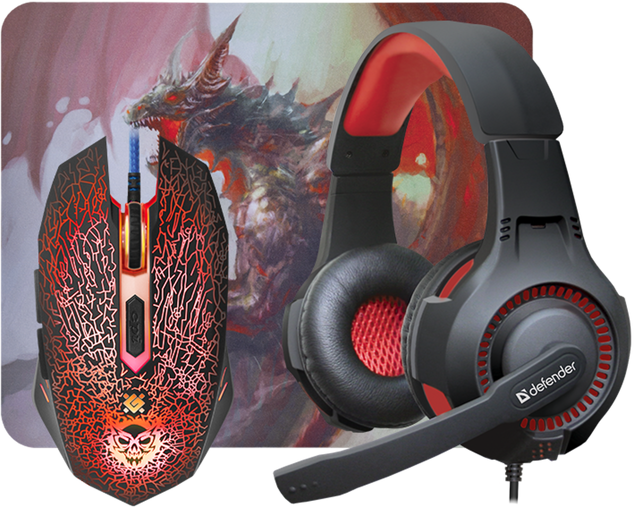 Игровой набор Defender DragonBorn MHP-003 Мышь + Гарнитура + Ковер