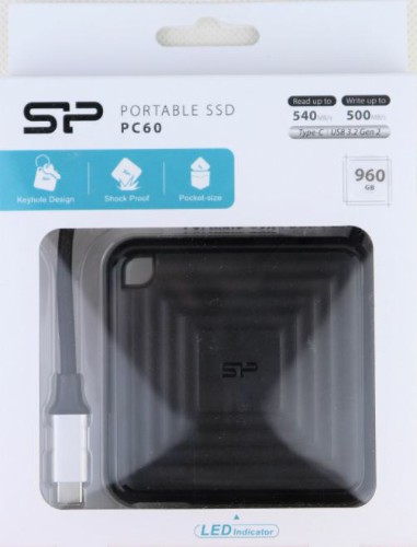 Внешний SSD  Siliсon Power  960 GB  PC60 чёрный, USB Type-C, USB 3.2