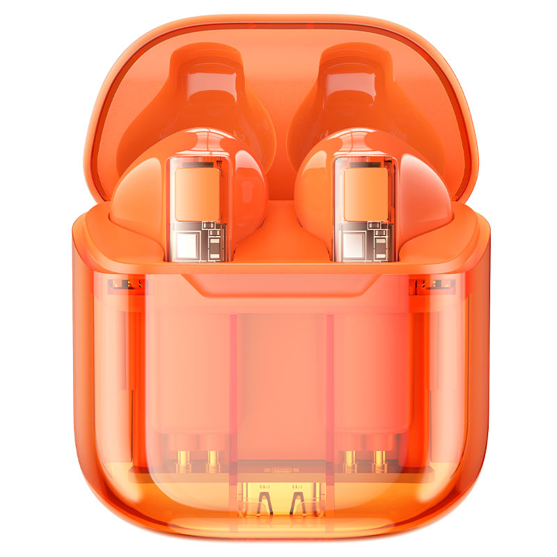 Наушники внутриканальные Borofone BW23, Crystal, Bluetooth, TWS, цвет: оранжевый (1/22/132)