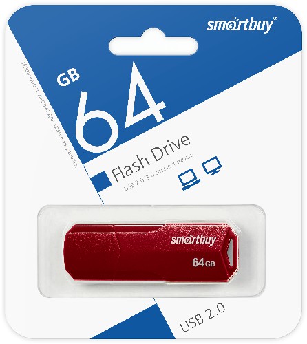 USB  64GB  Smart Buy  Clue  бордовый