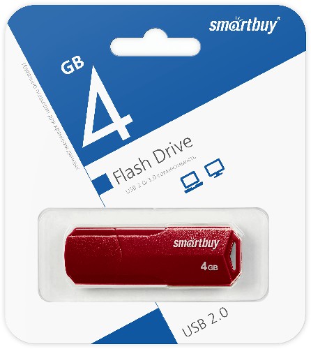 USB  4GB  Smart Buy  Clue  бордовый