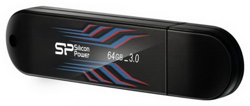 USB 3.0  64GB  Silicon Power  Blaze B10, термочувствительный корпус, черный