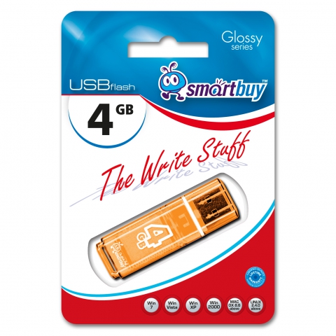 USB  4GB  Smart Buy  Glossy  оранжевый