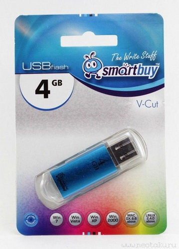USB  4GB  Smart Buy  V-Cut  синий
