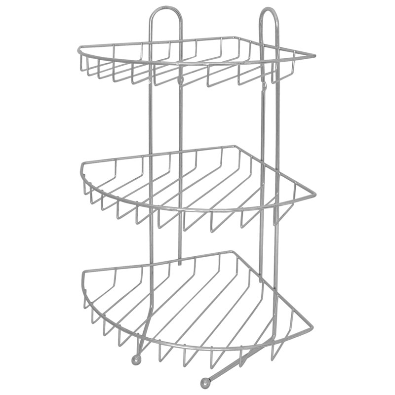 Полка угловая трехъярусная CHR-349, размер: 25,3*21,5*43см (хром.металл, крепление: шуруп) (1/4)