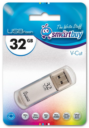 USB  32GB  Smart Buy  V-Cut  серебро