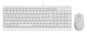Комплект проводной Клавиатура + Мышь A4TECH Fstyler F1512 клав:белый мышь:белый USB (F1512 WHITE) (1