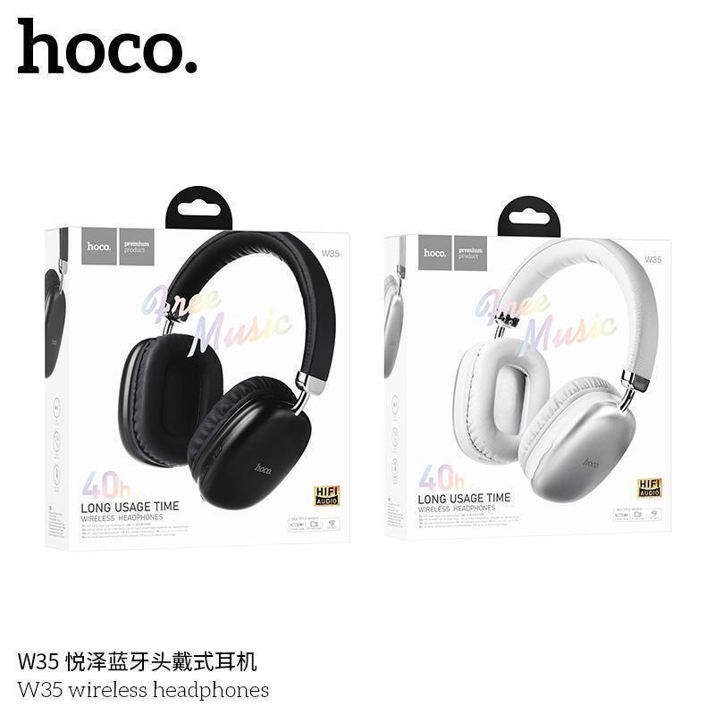 Наушники полноразмерные HOCO W35 bluetooth 5.3, AUX, цвет: чёрный (1/40)