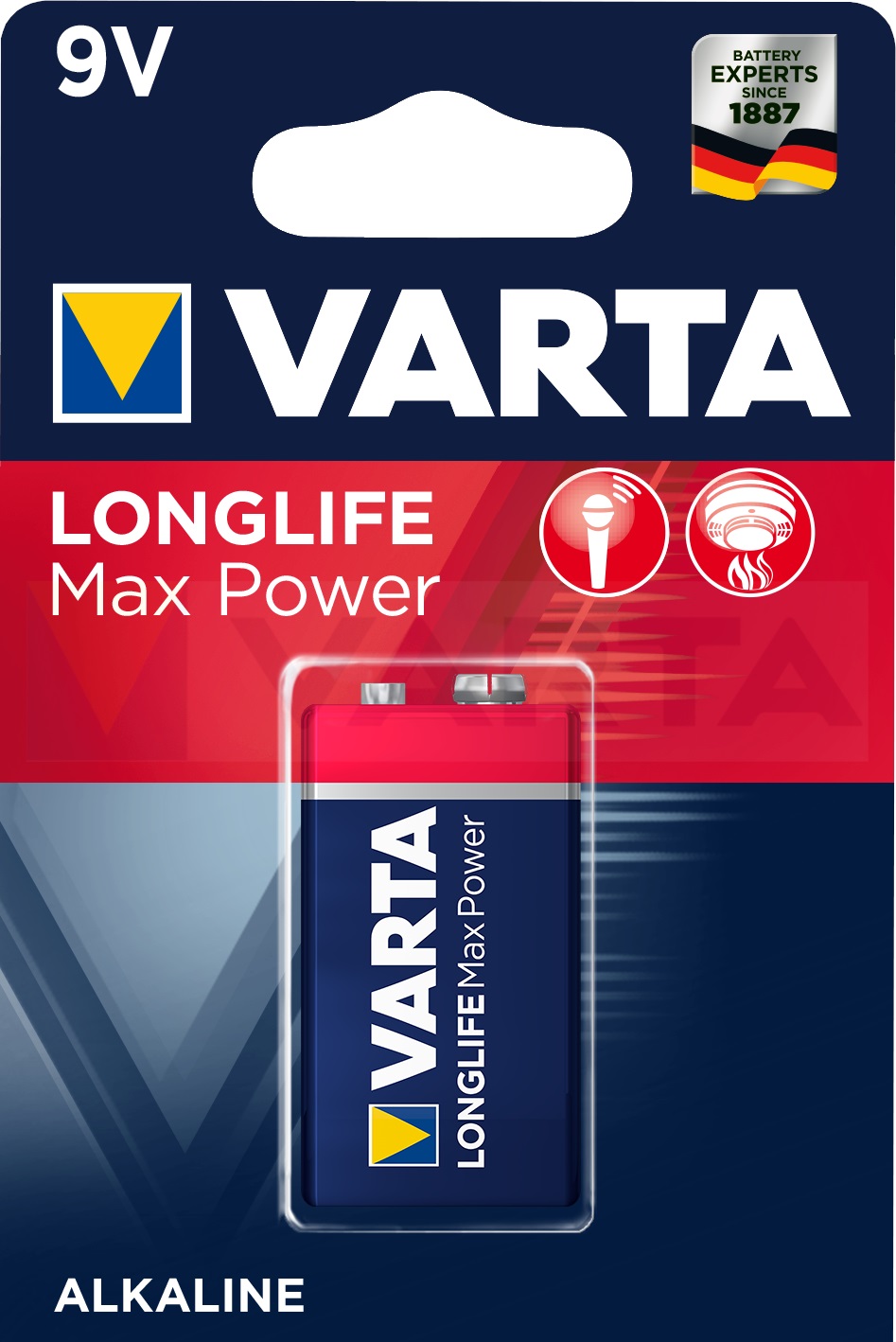 Элемент питания VARTA  6LR61 LONGLIFE MAX POWER  9V (1 бл)  (10/50)