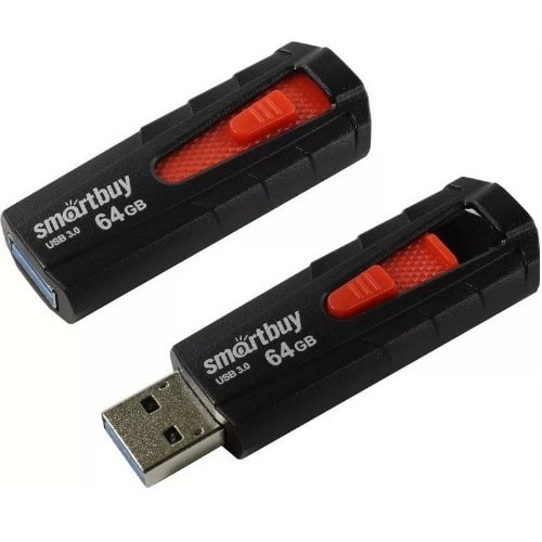 USB 3.0  64GB  Smart Buy  Iron  чёрный/красный
