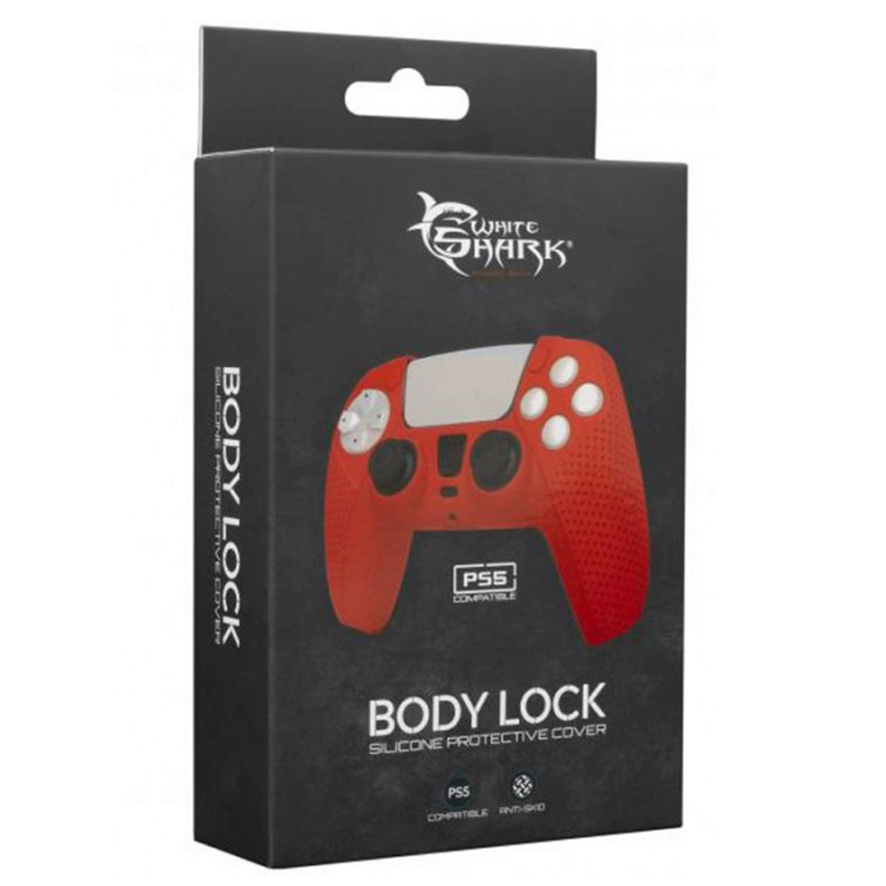 Чехол PS5 Body Lock Silicone Protective Cover White Shark - Red